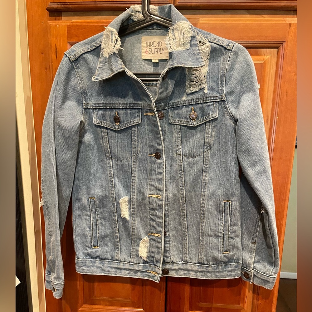 Thread & Supply Distressed Jean Jacket size S